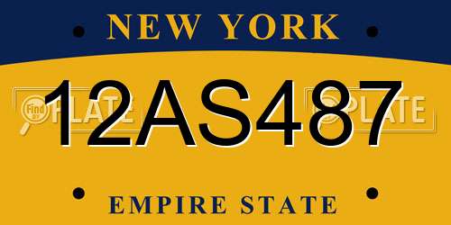 12AS487 New York License Plate