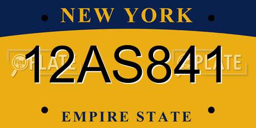 12AS841 New York License Plate