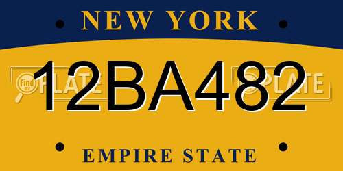 12BA482 New York License Plate