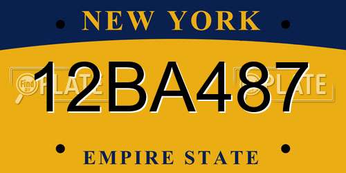 12BA487 New York License Plate