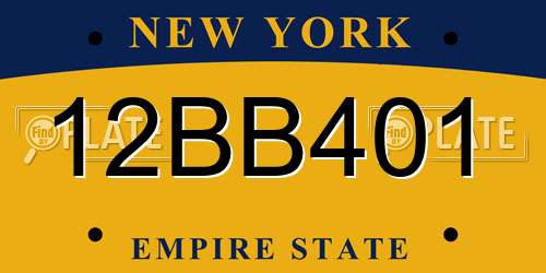 12BB401 New York License Plate
