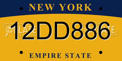 12DD886 New York License Plate