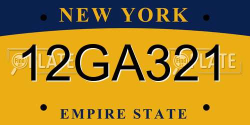 12GA321 New York License Plate