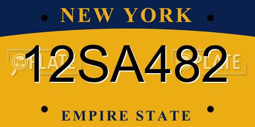 12SA482 New York License Plate