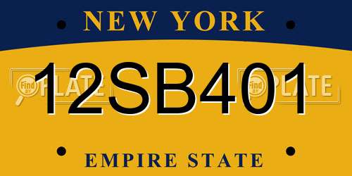 12SB401 New York License Plate