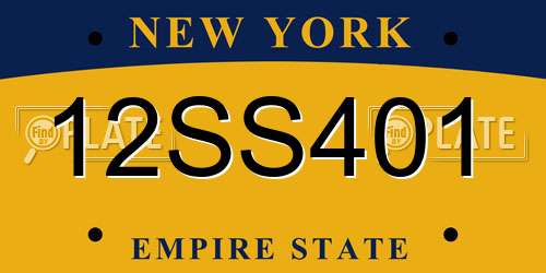 12SS401 New York License Plate