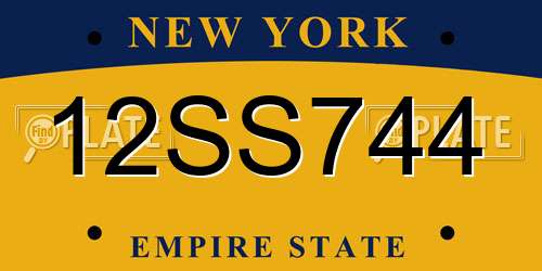12SS744 New York License Plate