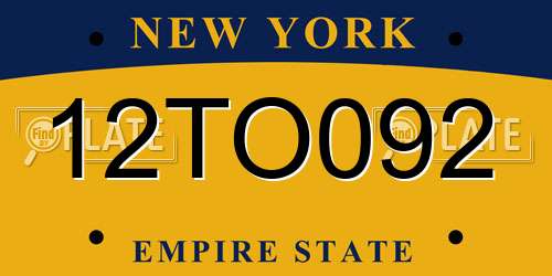12TO092 New York License Plate