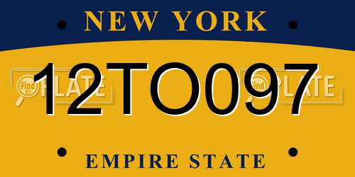 12TO097 New York License Plate