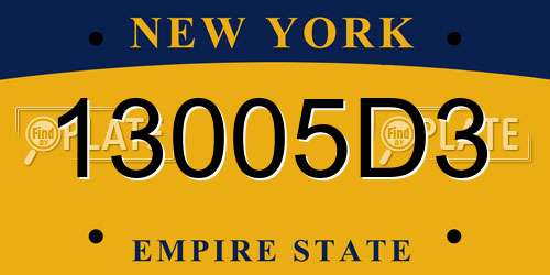 13005D3 New York License Plate
