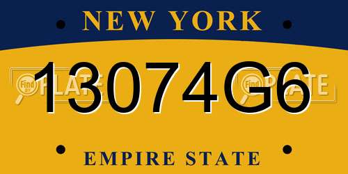 13074G6 New York License Plate