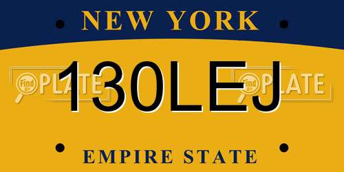 130LEJ New York License Plate