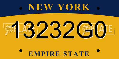 13232G0 New York License Plate