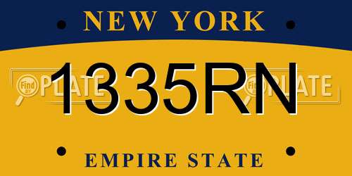 1335RN New York License Plate