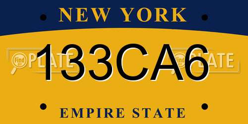 133CA6 New York License Plate