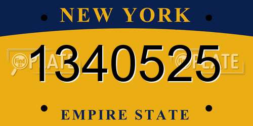 1340525 New York License Plate
