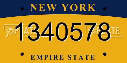 1340578 New York License Plate