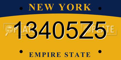 13405Z5 New York License Plate