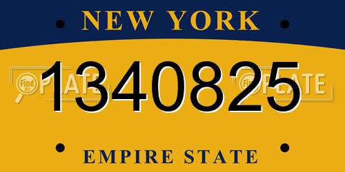 1340825 New York License Plate