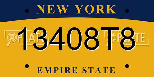 13408T8 New York License Plate