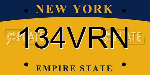 134VRN New York License Plate