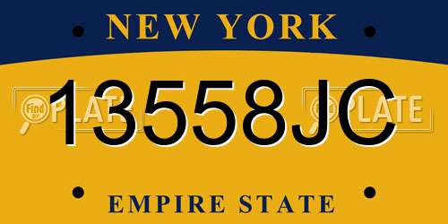 13558JC New York License Plate
