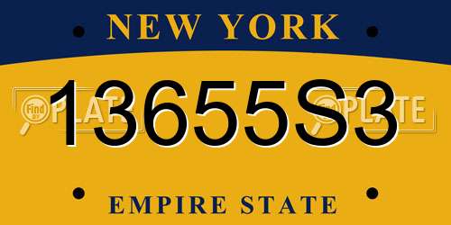 13655S3 New York License Plate
