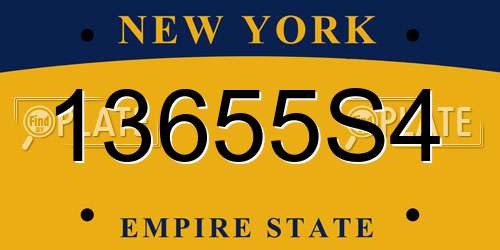 13655S4 New York License Plate