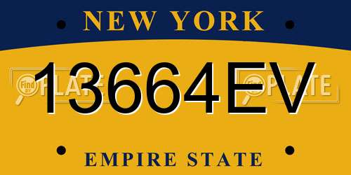 13664EV New York License Plate