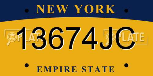 13674JC New York License Plate