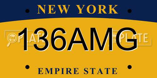 136AMG New York License Plate