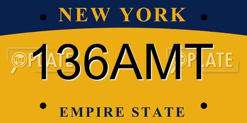 136AMT New York License Plate