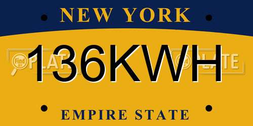 136KWH New York License Plate