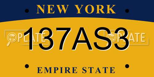 137AS3 New York License Plate