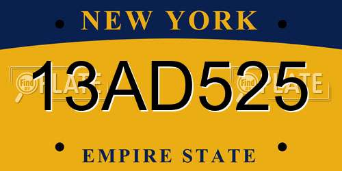 13AD525 New York License Plate