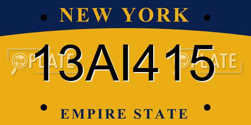 13AI415 New York License Plate