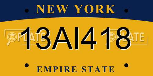 13AI418 New York License Plate