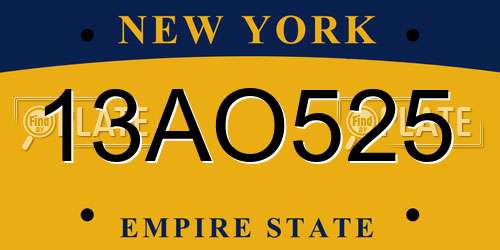13AO525 New York License Plate