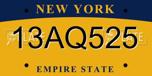 13AQ525 New York License Plate