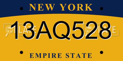 13AQ528 New York License Plate