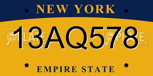 13AQ578 New York License Plate