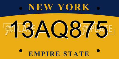 13AQ875 New York License Plate