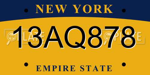 13AQ878 New York License Plate