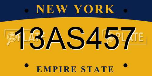 13AS457 New York License Plate