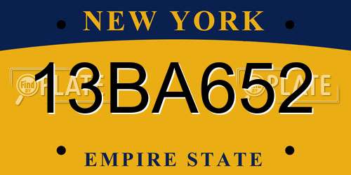 13BA652 New York License Plate