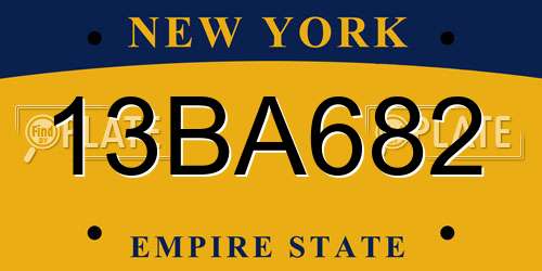 13BA682 New York License Plate