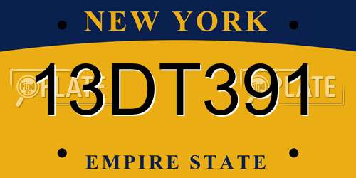 13DT391 New York License Plate