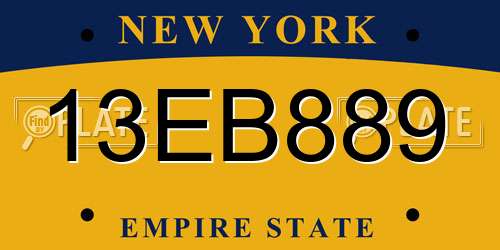 13EB889 New York License Plate