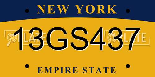 13GS437 New York License Plate