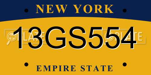 13GS554 New York License Plate